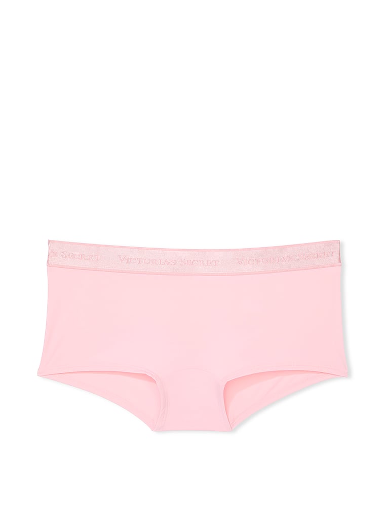 Victoria's Secret, Cotton Logo Cotton Boyshort Panty, Pretty Blossom, offModelFront, 3 of 3
