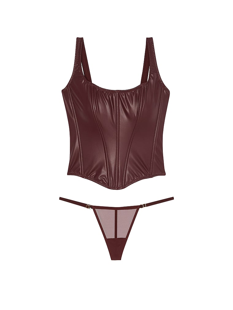 Classic Faux Leather Corset Set