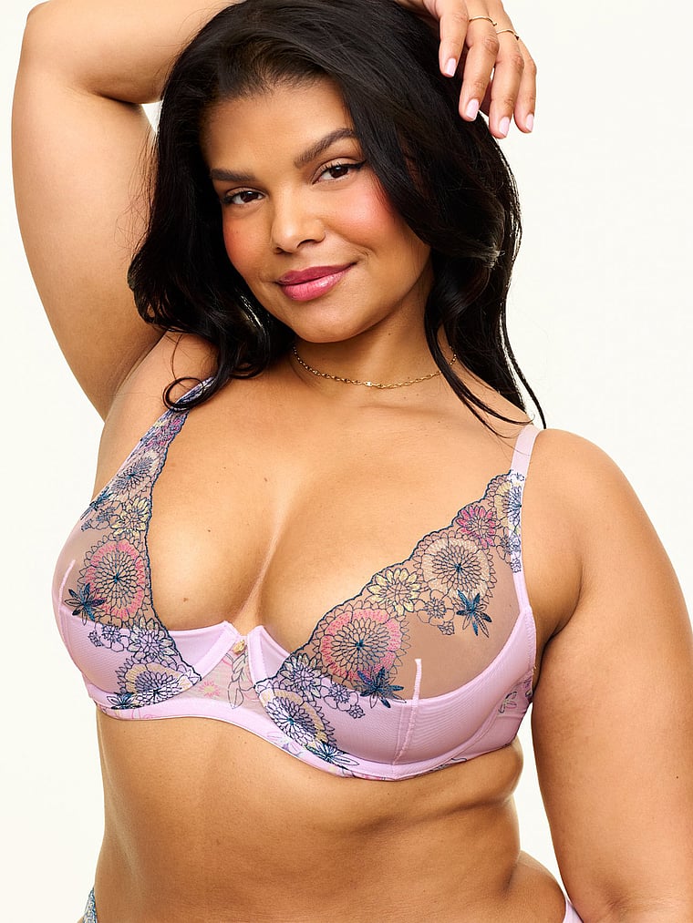 Victoria's Secret, Adore Me Prisma Bra, Whimsical Petals Pink, offModelBack, 5 of 6