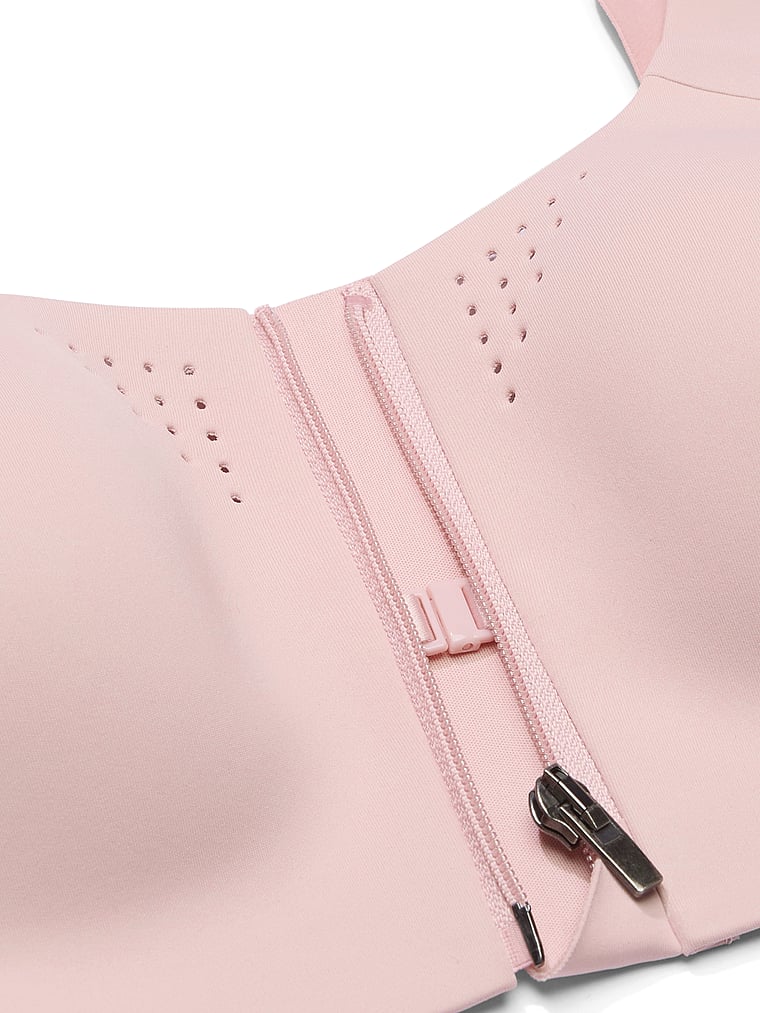 Victoria's Secret, VSX VSX Featherweight Max™ Front-Close Sports Bra, Chalk Rose, detail, 4 of 5