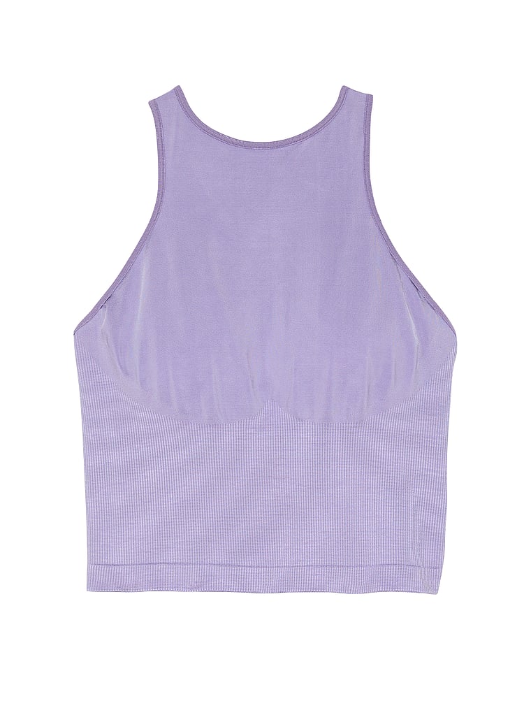 PINK Seamless Halter Tank Bra, Star Lilac, offModelFront, 3 of 5