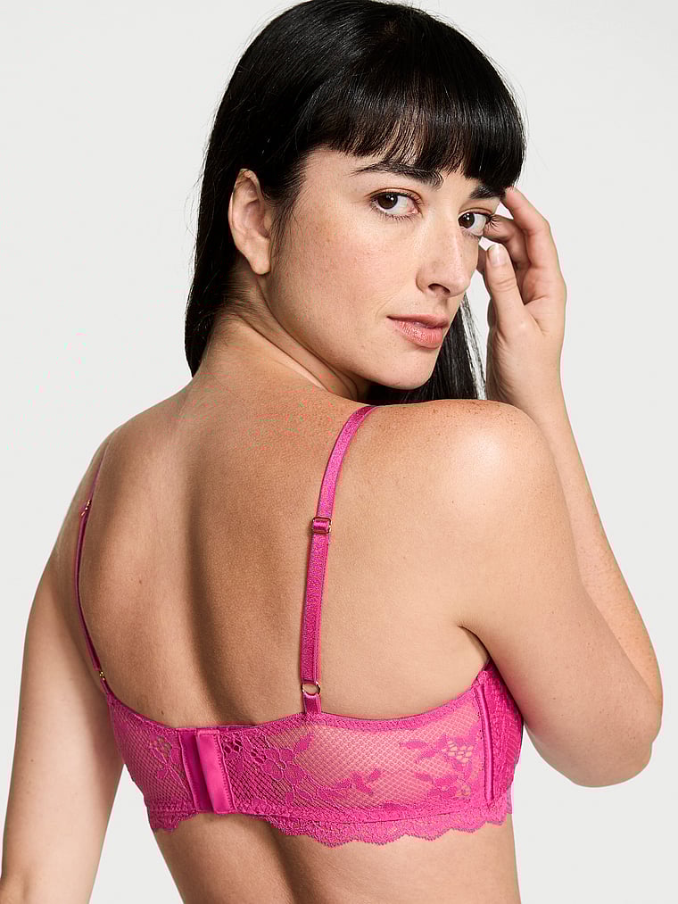 Victoria's Secret, Dream Angels Lace Lightly Lined Bandeau, onModelBack, 2 of 4