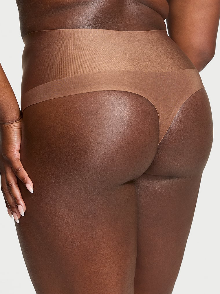 Victoria's Secret, Body by Victoria SmoothingShimmer™ Thong Panty, Mousse, onModelBack, 2 of 3 Grace is 5'11" and wears Large