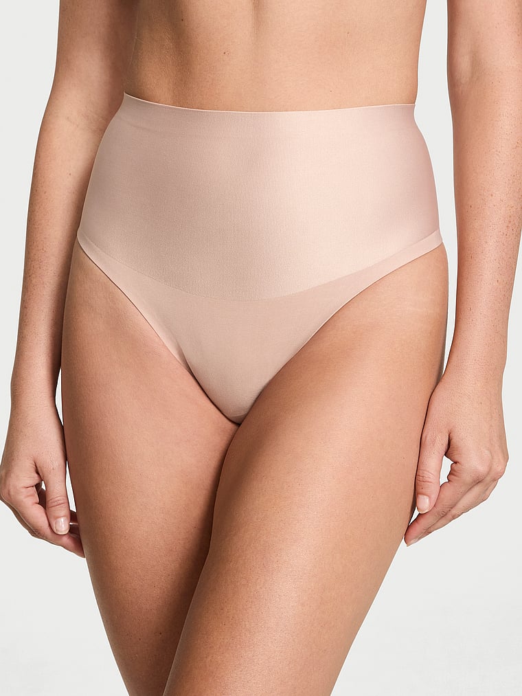 Victoria's Secret, Body by Victoria SmoothingShimmer™ Thong Panty, Macaron, onModelFront, 1 of 3 Rebecca is 5'9" and wears Small