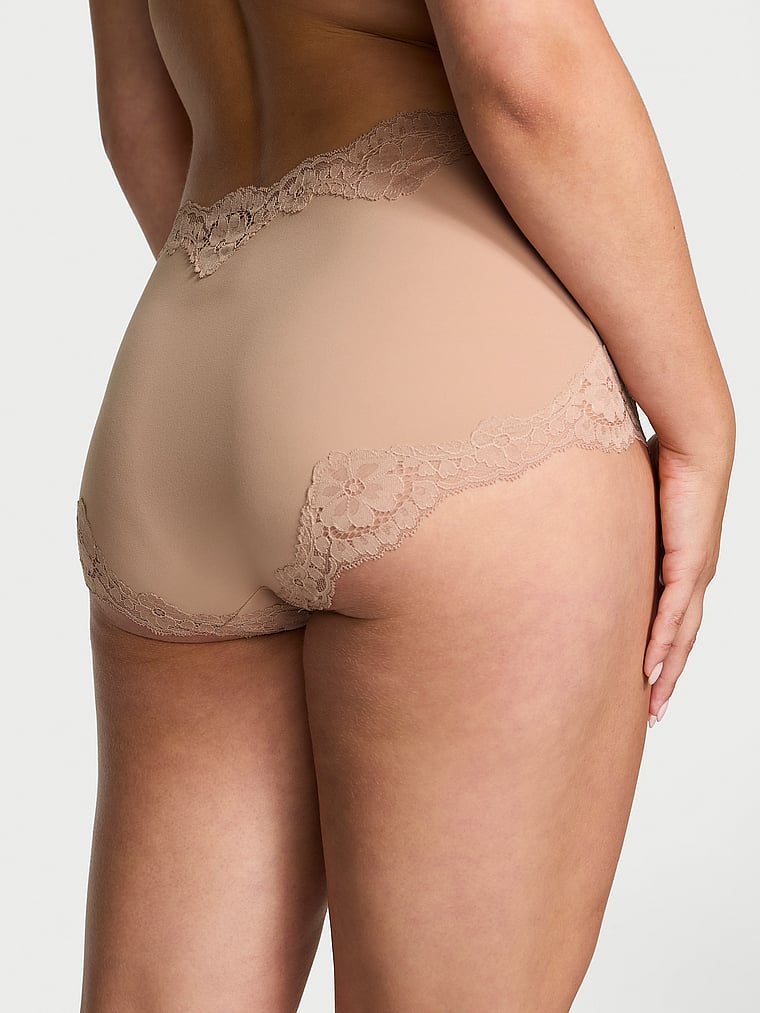 Victoria's Secret, Dream Angels Lace-Trim Boyshort Panty, Praline, onModelBack, 2 of 4 Abbey is 5'10" and wears Medium