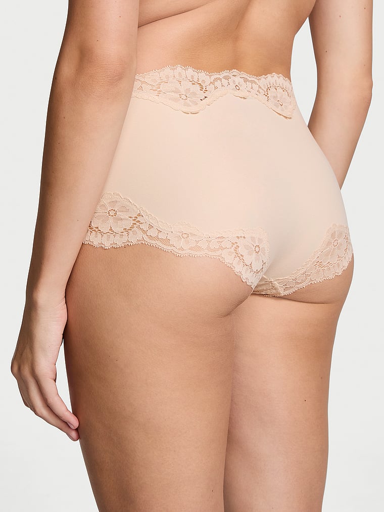 Victoria's Secret, Dream Angels Lace-Trim Boyshort Panty, Marzipan, onModelBack, 2 of 4 Mackenzie is 5'10" and wears Small
