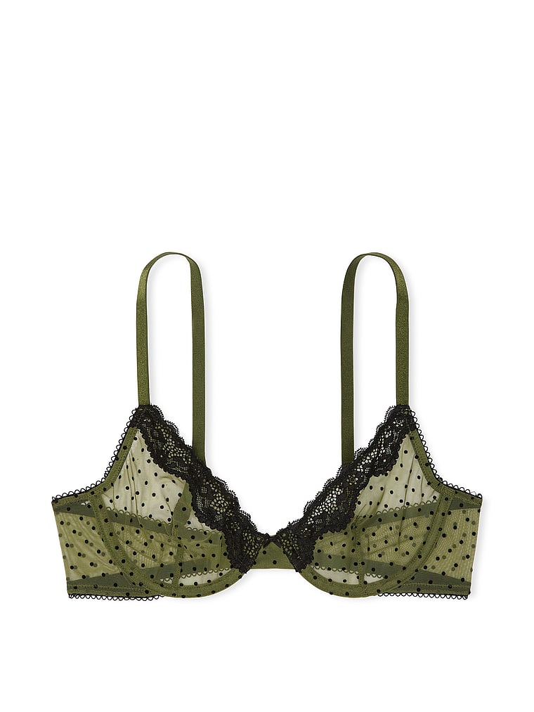 Victoria's Secret, Victoria's Secret Tease Unlined Demi Bra, Woodland Green, offModelFront, 4 of 4