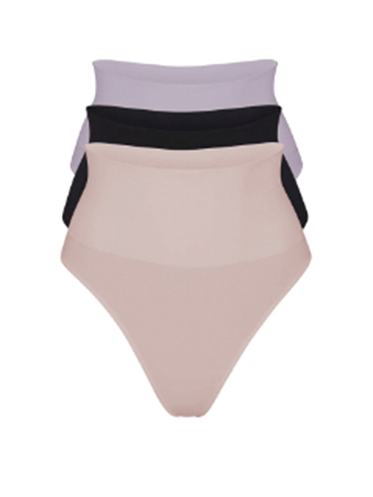 Victoria's Secret, MINDD 3-Pack High-Rise Shaping Thong Panty, Black/Vintage Rose/Champagne, onModelFront, 1 of 2