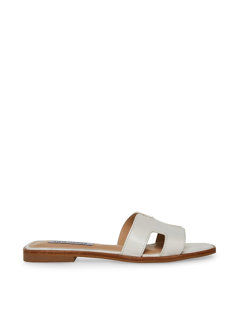Steve Madden Hadyn Black Leather Sandals, White, onModelFront, 1 of 2