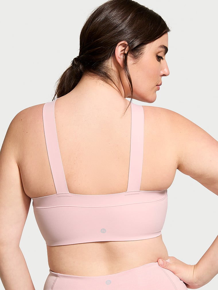 Victoria's Secret, VSX VSX Elevate™ Cross-Strap Bandeau Sports Bra, Chalk Rose, onModelBack, 2 of 4