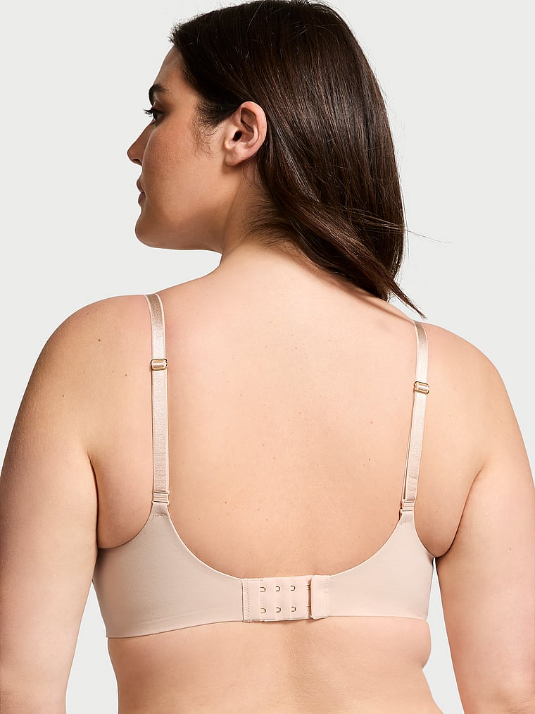 Victoria's Secret, Love Cloud Smooth Wireless Push-Up Plunge Bra, Marzipan, onModelBack, 3 of 4