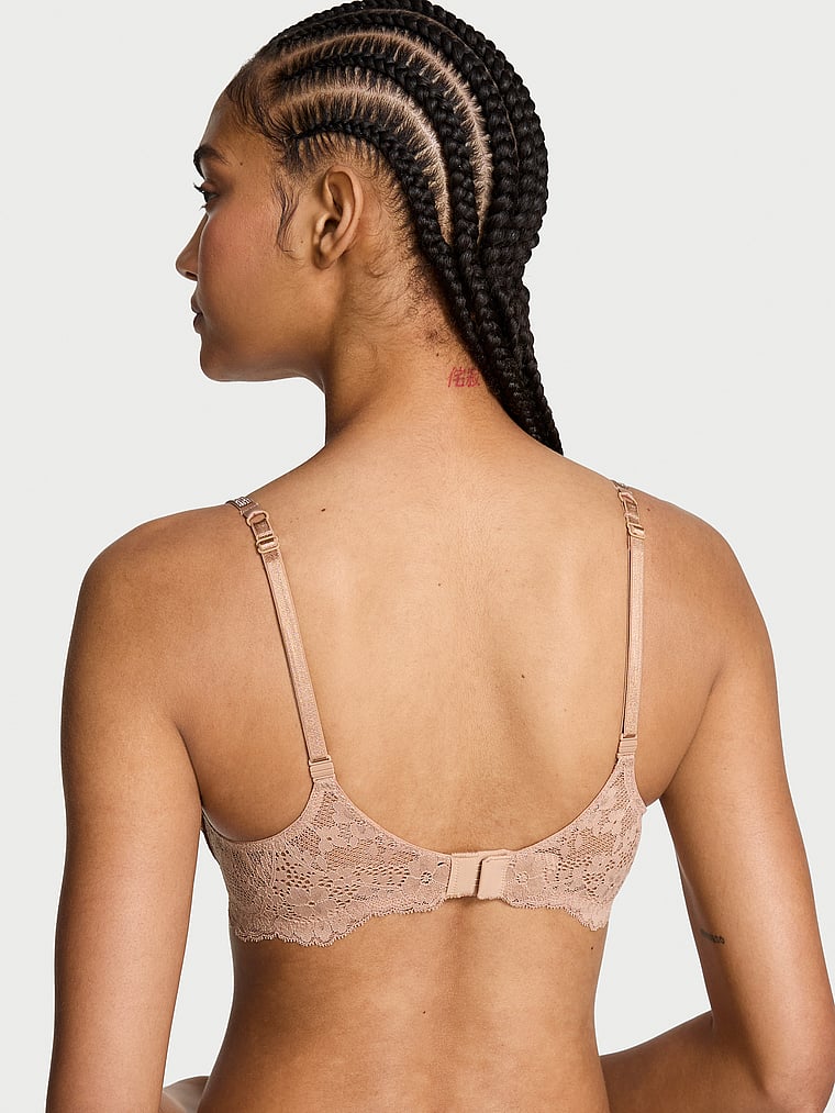 Victoria's Secret, Dream Angels Twinkle Strap Lace Classic-Coverage Demi Bra, Praline, detail, 2 of 4 Anyeline is 5'10" or 178cm and wears 34B
