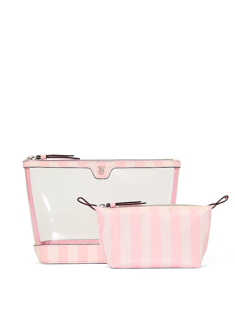Victoria's Secret, Victoria's Secret 2-Piece Makeup Bag, Heritage Stripe, detail, 3 of 3