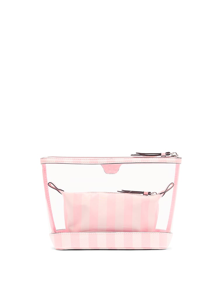 Victoria's Secret, Victoria's Secret 2-Piece Makeup Bag, Heritage Stripe, onModelBack, 2 of 3