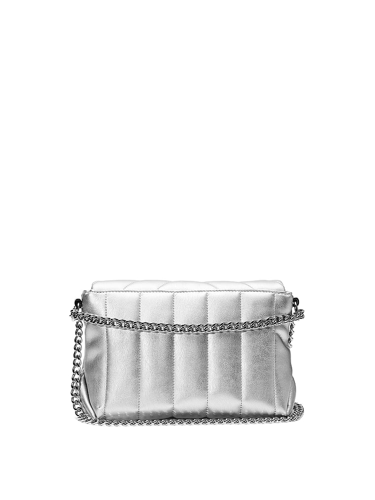 Victoria's Secret, Victoria's Secret Medium Crossbody Bag, Silver, onModelBack, 3 of 4