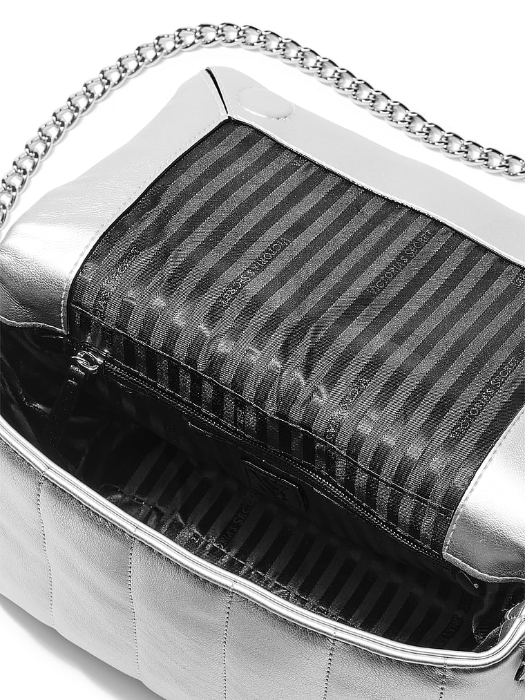 Victoria's Secret, Victoria's Secret Medium Crossbody Bag, Silver, onModelSide, 4 of 4