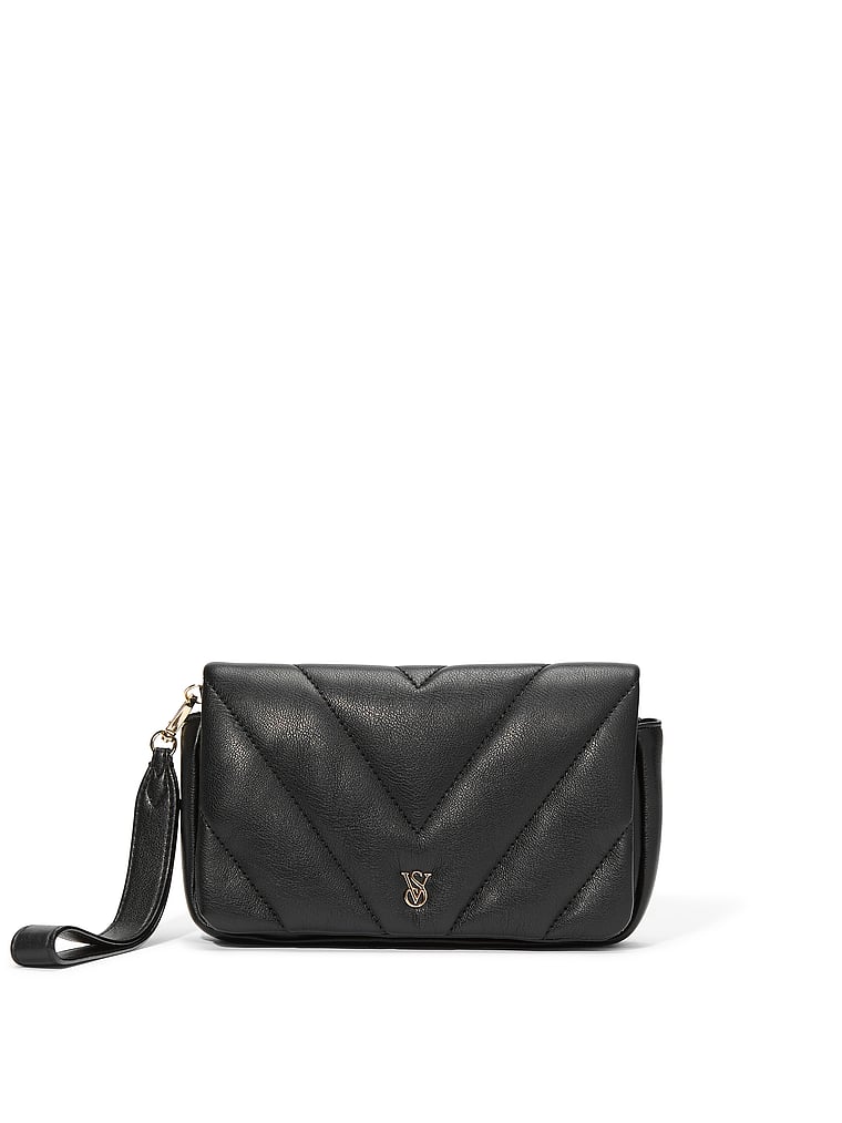 Victoria's Secret, Victoria's Secret Phone Wristlet, Black, onModelFront, 1 of 3