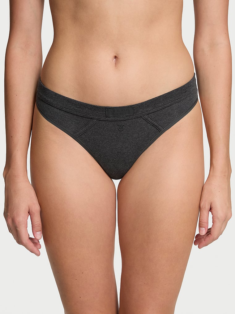 Logo Cotton Strappy Thong Panty