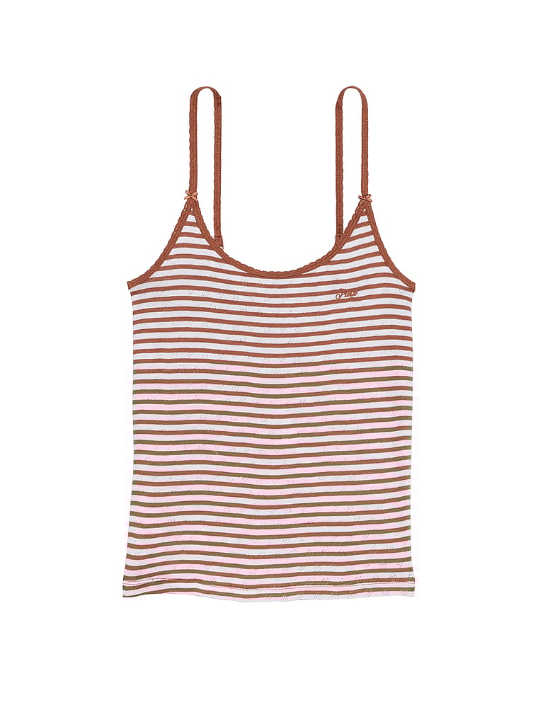 PINK Pretty Perfect Cami, Carmel Stripes W/ Hearts, offModelFront, 2 of 4