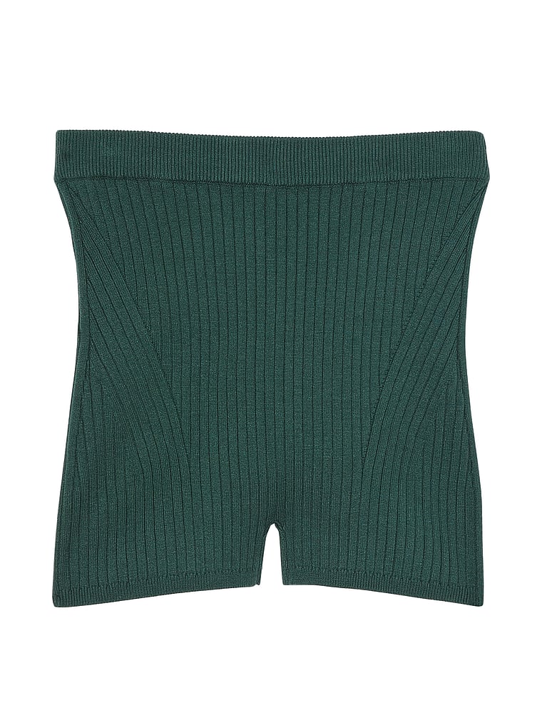 PINK Ribbed Knit Short, Deep Forest, offModelFront, 3 of 4