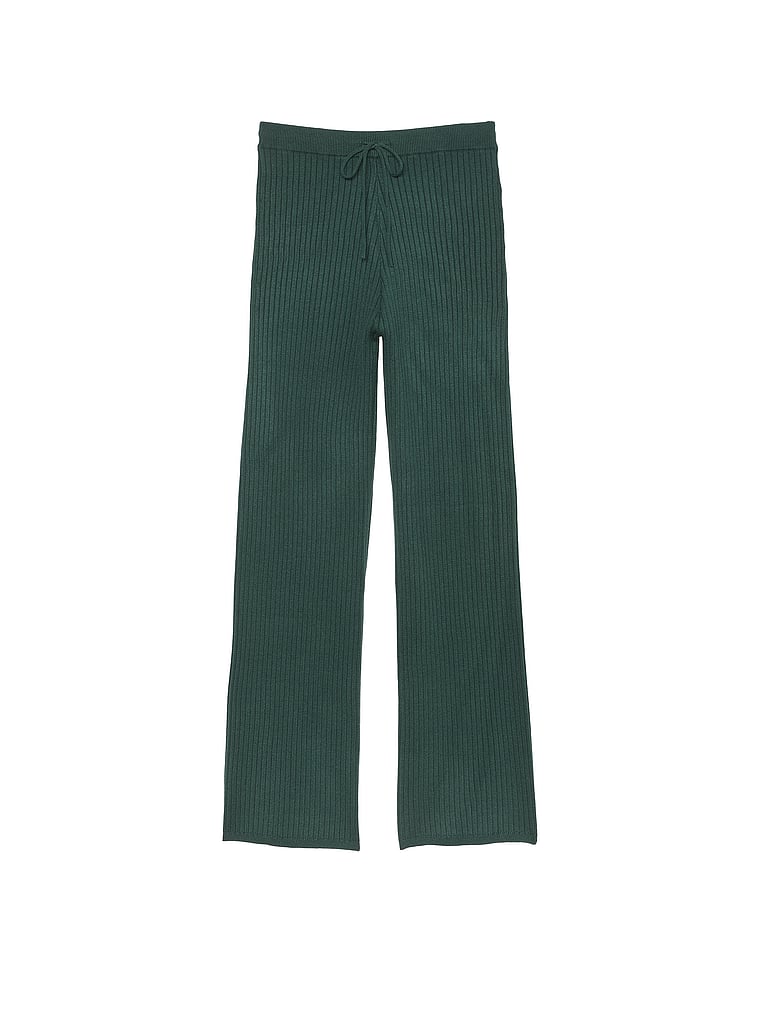 DRAWSTRING DETAIL RIBBED KNIT LOUNGE PANTS