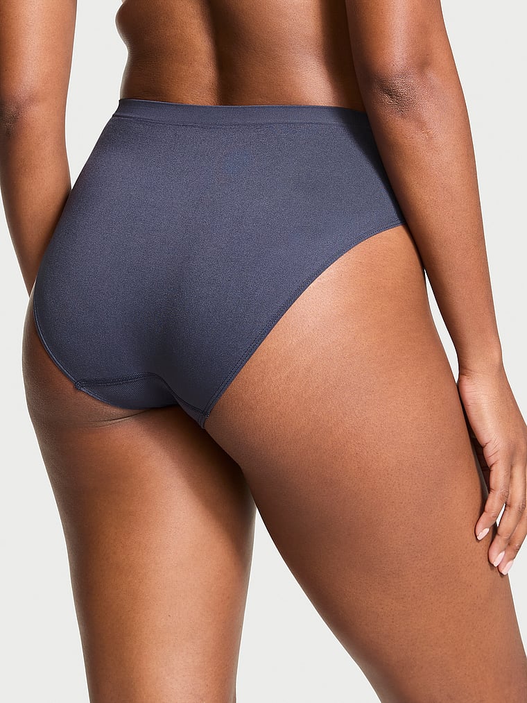 Victoria's Secret, Seamless Seamless Ribbon Slot High-Leg Brief Panty, Slate Blue, onModelBack, 2 of 3 Tsheca  is 5'9" and wears Small