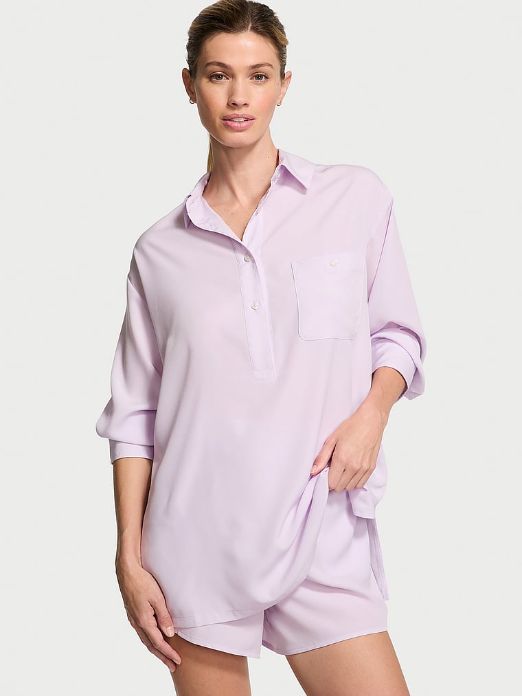 Luxe Crepe Long-Sleeve Sleepshirt