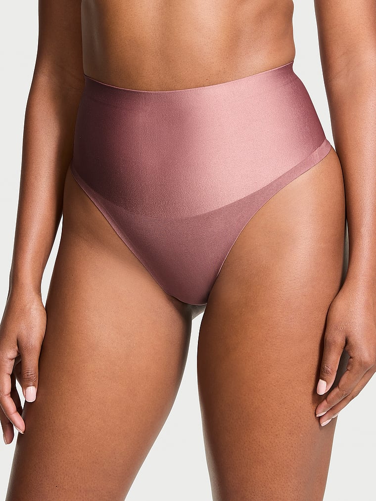 Victoria's Secret, Body by Victoria SmoothingShimmer™ Thong Panty, Vintage Rose, onModelFront, 1 of 3 Tsheca is 5'9" or 175cm and wears Small