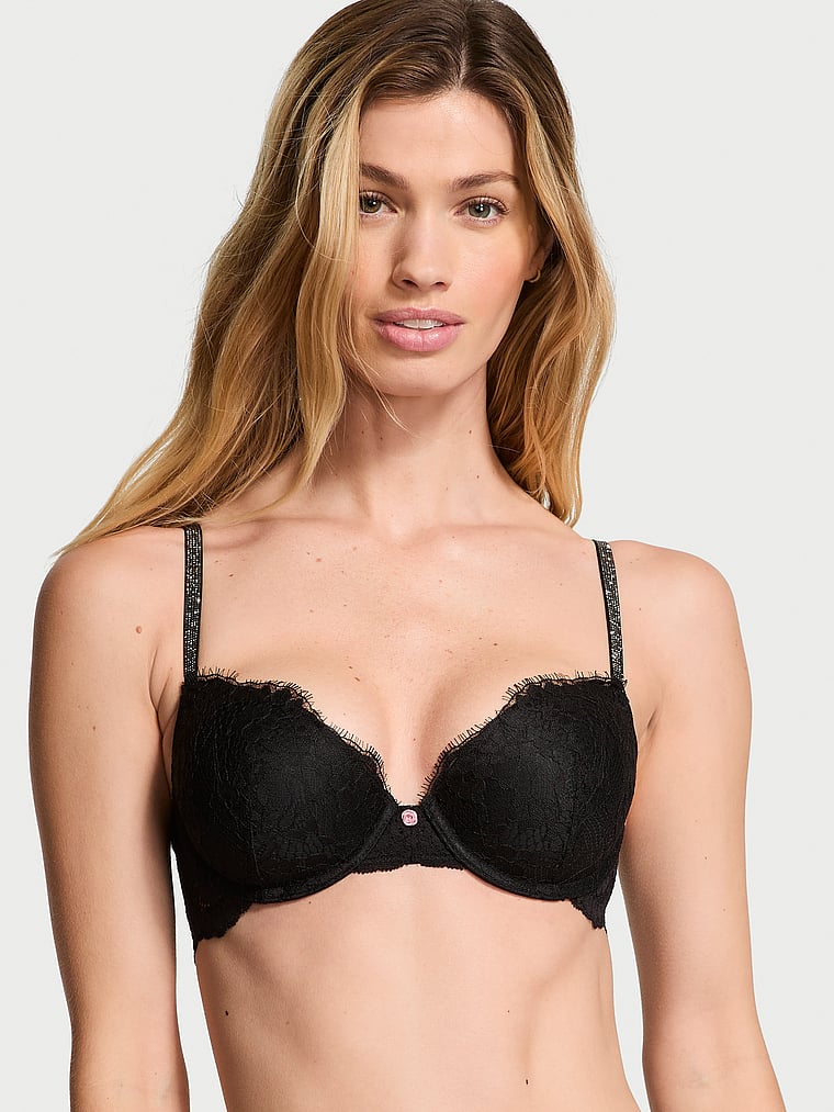 Victorias Secret DREAM ANGELS Floral Unlined EMBROIDERED Demi Bra Thong Set
