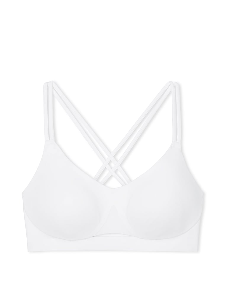 Victoria's Secret, VSX VSX Elevate™ Strappy-Comfort Sports Bra , Vs White, offModelFront, 3 of 3