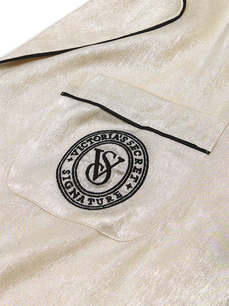 Signature Satin Bow Stripe Long Pajama Set