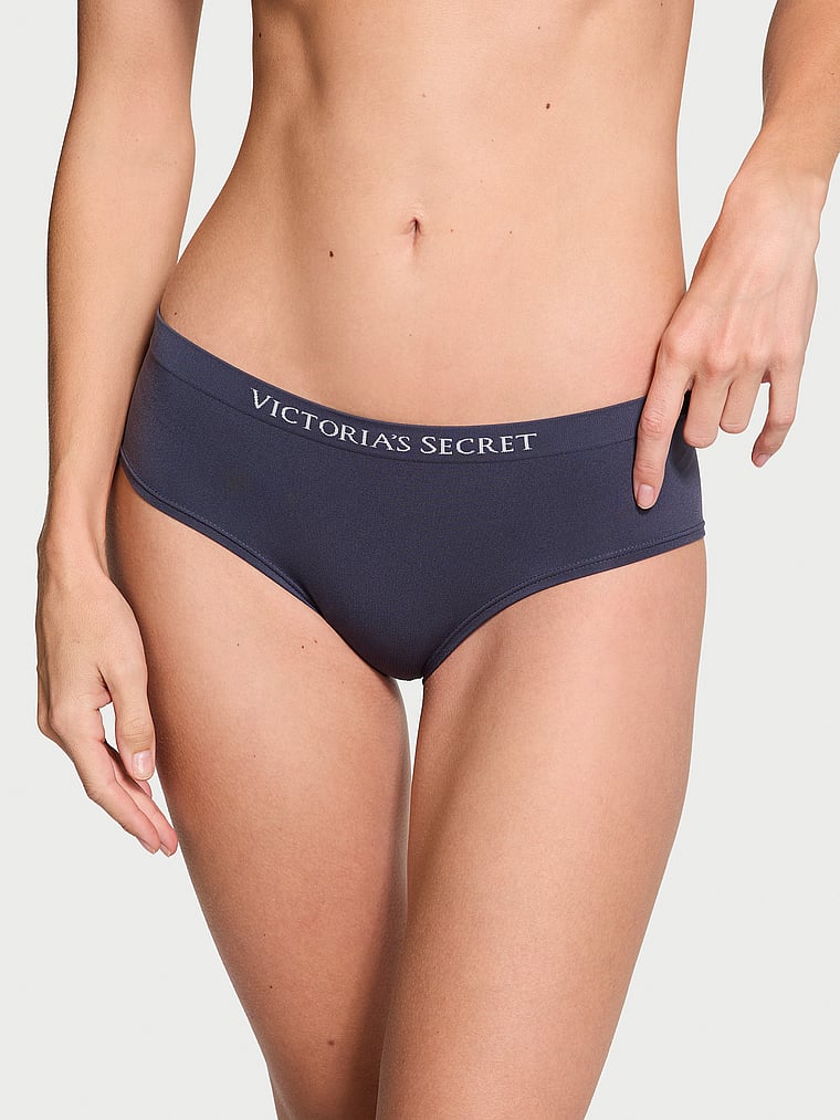 Victoria's Secret, Seamless Seamless Hiphugger Panty, Slate Blue, onModelFront, 1 of 3 Maggie is 5'7" and wears Small