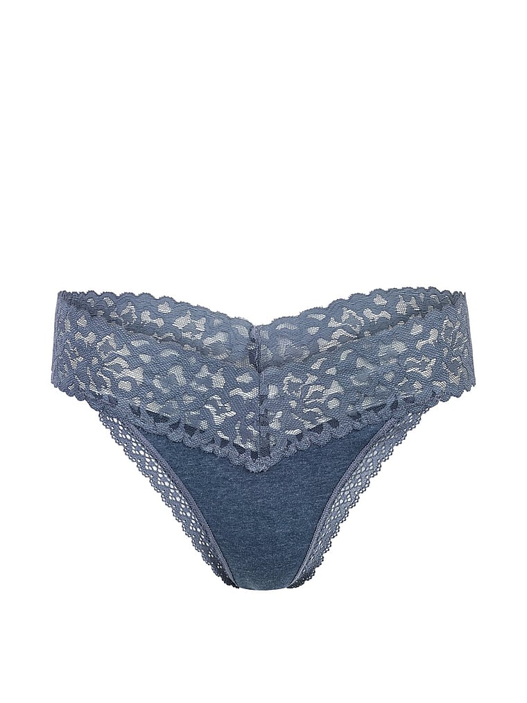 Victoria's Secret, Adore Me Kourtni Thong Panty, Vintage Indigo, onModelSide, 3 of 4