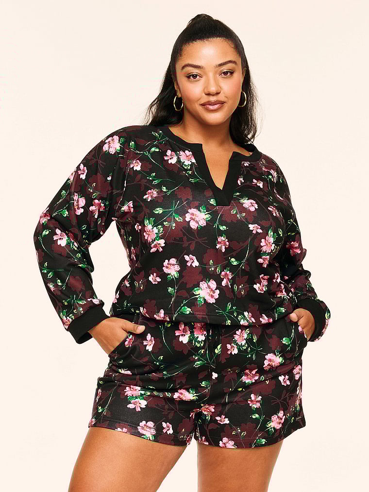 Victoria's Secret, Adore Me Lesley Lounge Set, Ethereal Whisper Floral, onModelFront, 1 of 4