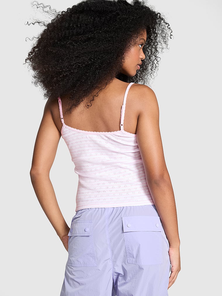 PINK Pretty Perfect Tank Top, Pink Tulip Stripes W/ Hearts, onModelBack, 2 of 4