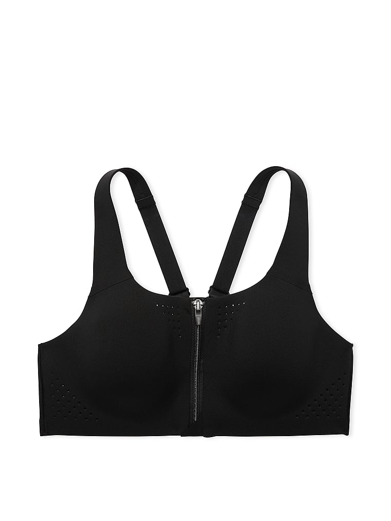 Victoria's Secret, VSX VSX Featherweight Max™ Front-Close Sports Bra, Black, offModelFront, 3 of 3