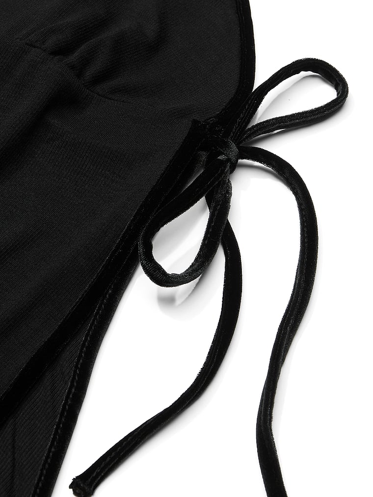 Ribbed Modal Velvet-Trim Cami Shorts Set