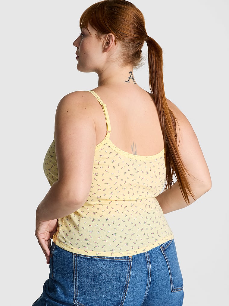 PINK Keyhole Charm Cami, Honeysuckle Ditsy Floral, onModelBack, 4 of 4