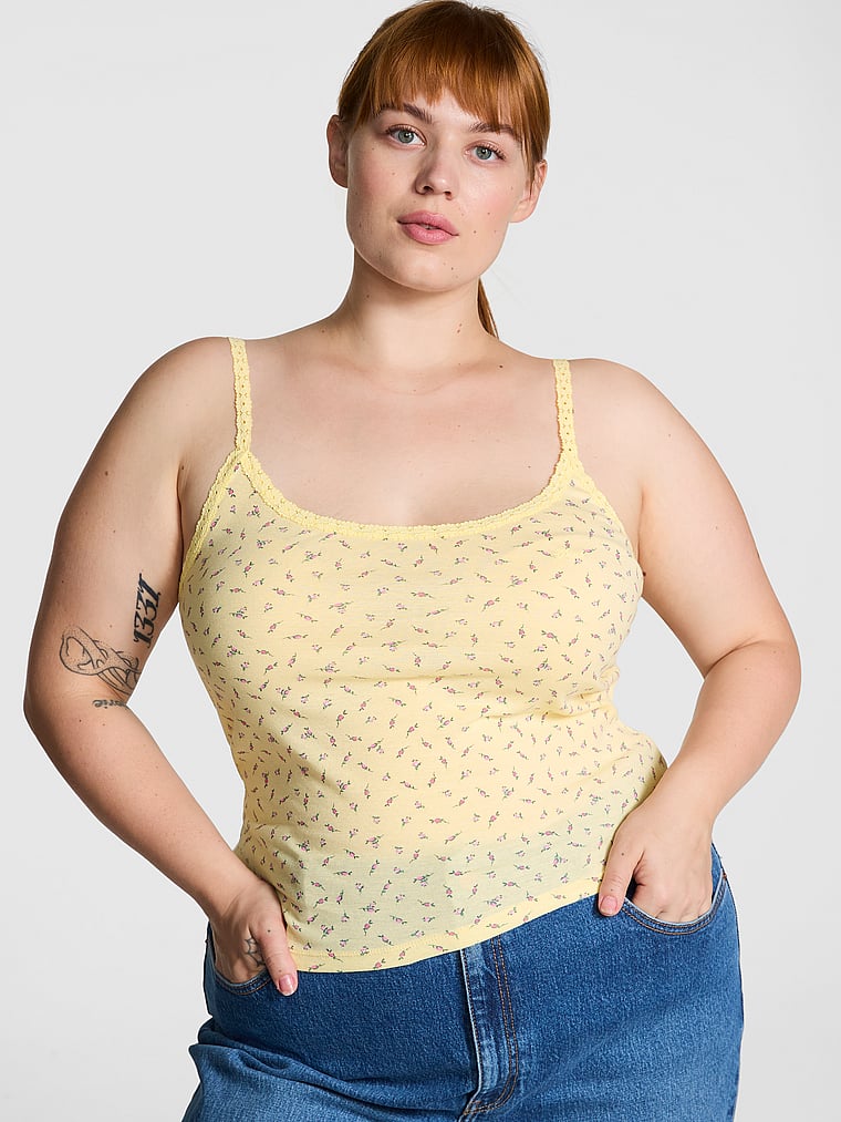 PINK Keyhole Charm Cami, Honeysuckle Ditsy Floral, onModelFront, 3 of 4