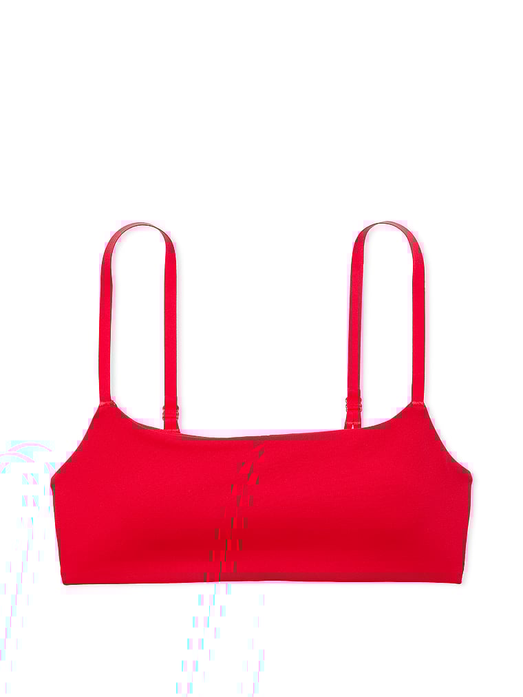 PINK Relay Square-Neck Sports Bra, Red Pepper, offModelFront, 3 of 4