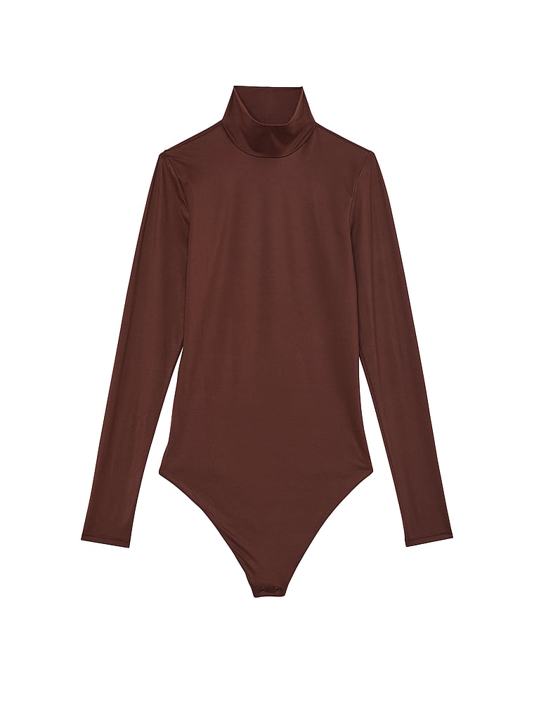 Victoria's Secret, Victoria's Secret BODYWEAR by Victoria with FeatherSoft™ Innovation Turtleneck Bodysuit, Ganache, offModelFront, 3 of 4
