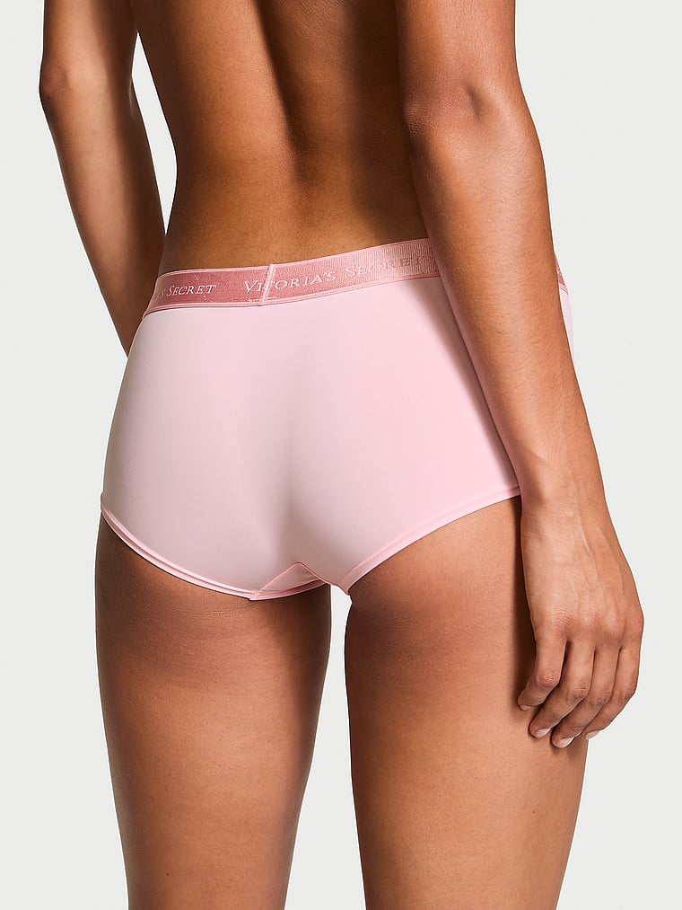 Victoria's Secret, Cotton Logo Cotton Boyshort Panty, Pretty Blossom, onModelBack, 2 of 3 Nikita  is 5'10" and wears Small