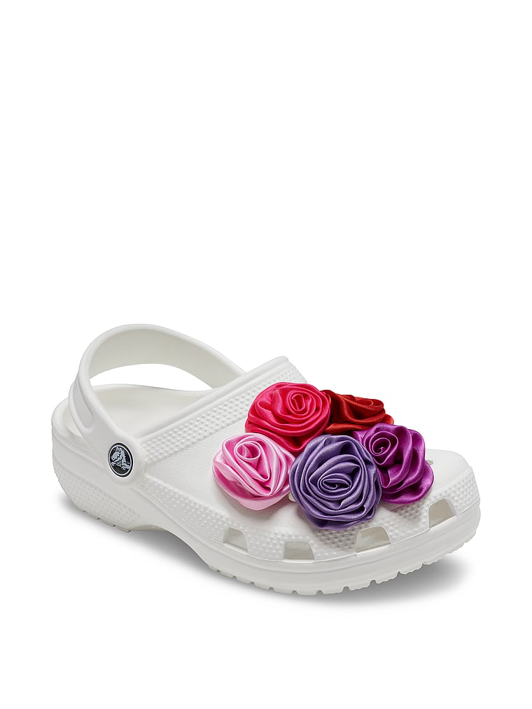 Crocs Jibbitz 5-Pack Dark Rosette Charms, Red, onModelBack, 2 of 3