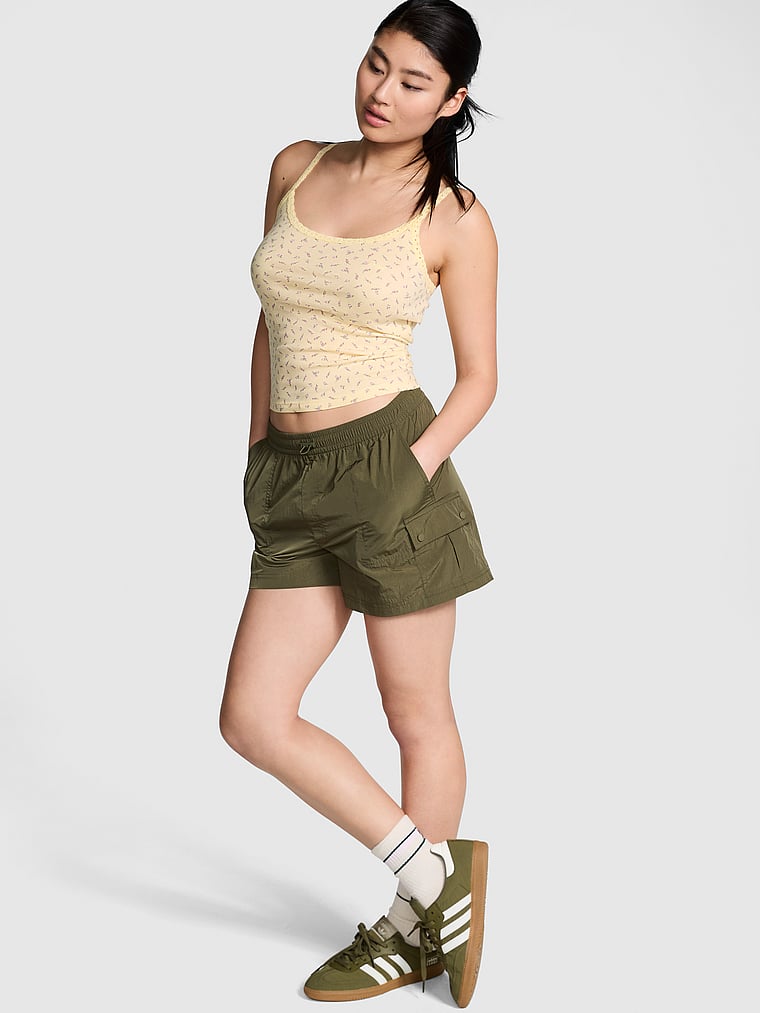 PINK Keyhole Charm Cami, Honeysuckle Ditsy Floral, onModelSide, 1 of 4