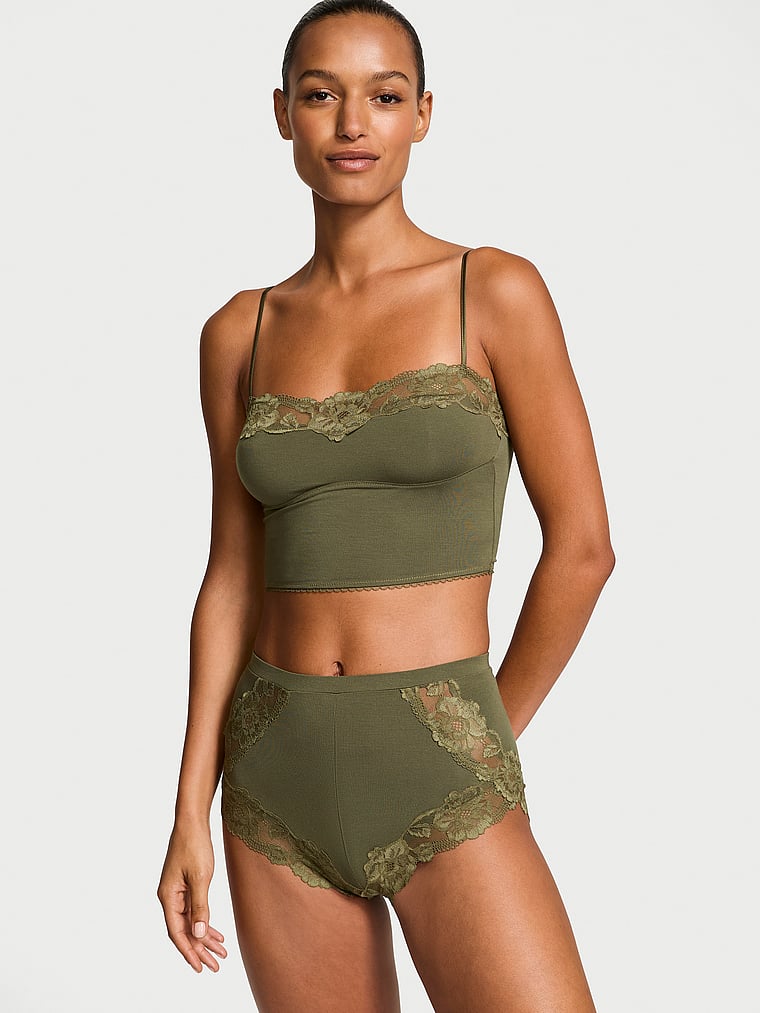 Modal Soft & Lace Trim Straight-Neck Cami Set