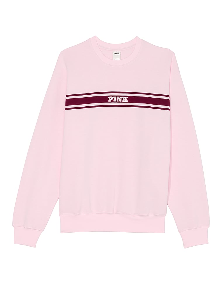 PINK Ivy Fleece Classic Crew Sweatshirt, Pink Tulip, offModelFront, 3 of 4