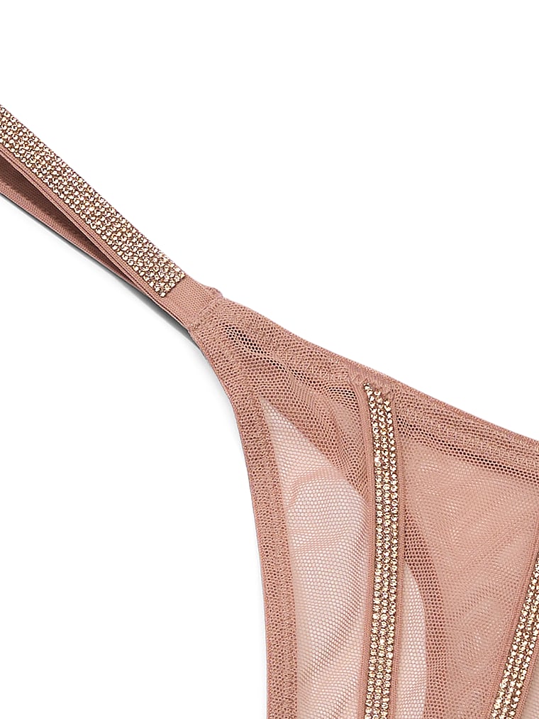 Victoria's Secret, Very Sexy Sheer Shine Thong Panty, Almond Beige, detail, 5 of 5