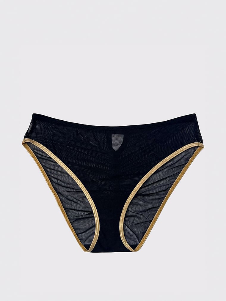 Victoria's Secret, AnaOno Embrace Mesh Keyhole Brief, Black/Gold, detail, 3 of 3