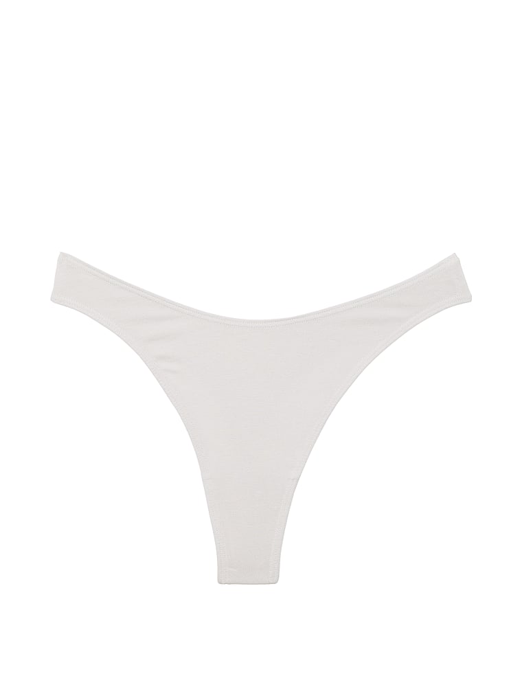 Stretch Cotton Scoop High-Leg Thong Panty