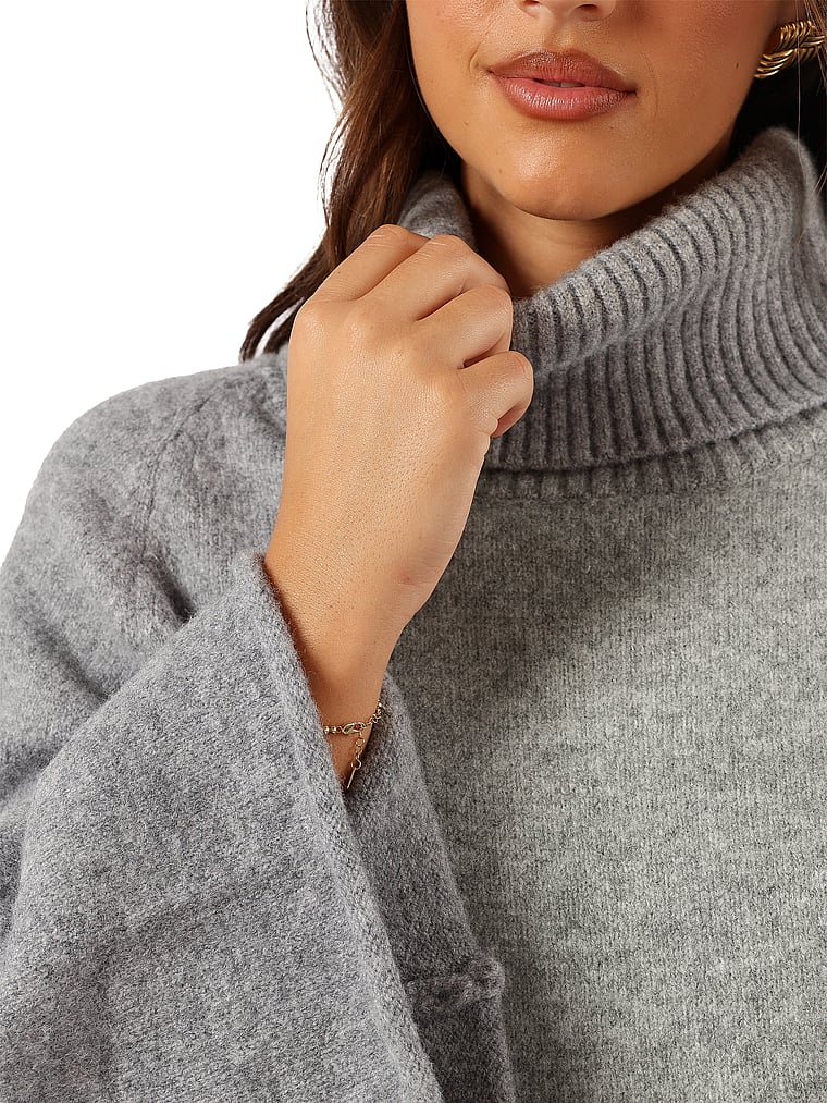 Mathilda Cowlneck L S Knit Top Laurel Wreath Detail